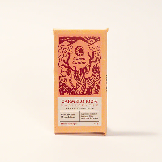 Carmelo — Barra de cacao 100% con almendra y dátil