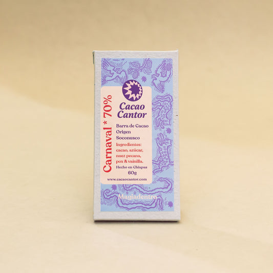 Carnaval — 70% cacao con nuez, pox y vainilla