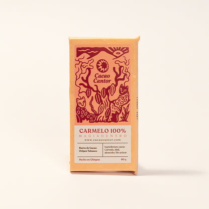 Carmelo — Barra de cacao 100% con almendra y dátil