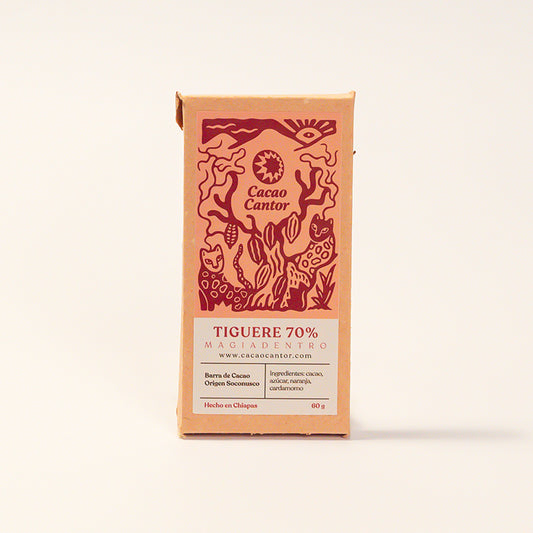 Tiguere — Barra de cacao 70% con naranja y cardamomo